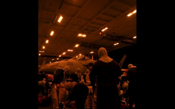 Abraham Lincoln conducts a general quarters drill