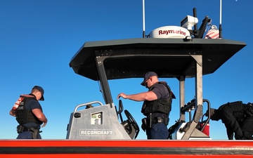 Coast Guard members patrol Rio Grande near Starbase, Texas