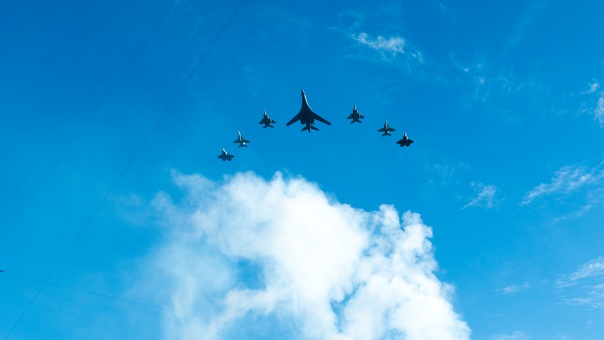 DVIDS - Video - 8-aircraft joint flyover conducted by Air Force