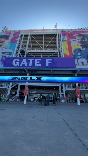 B-roll: Rehearsal day for 8-aircraft joint flyover conducted by Air Force, Navy, Air National Guard at 2026 Super Bowl LX