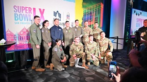 B-roll: Air Force, Navy, Air National Guard participate in Super Bowl Experience events ahead of 2026 Super Bowl LX flyover