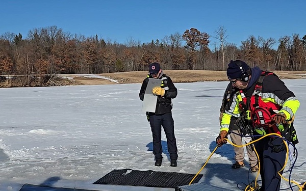 Fort McCoy DES Fire Department dive team holds 2026 ice rescue training at frozen lake at Fort McCoy, Part 3