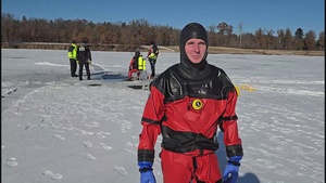 Firefighter-EMT discusses participating in 2026 ice rescue training at Fort McCoy