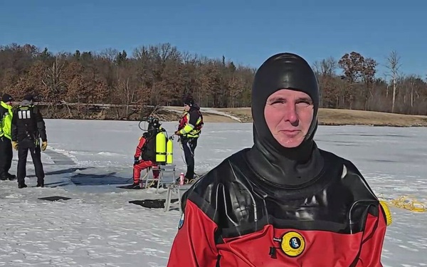 Firefighter-EMT discusses participating in 2026 ice rescue training at Fort McCoy