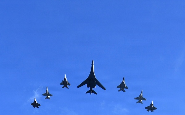 Air Force, Navy aircraft conduct Super Bowl LX joint flyover