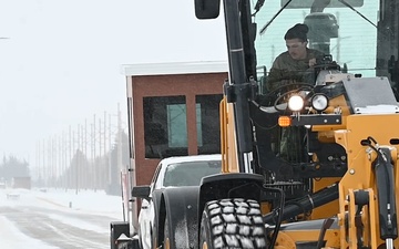 Snow removal operations at Minot AFB