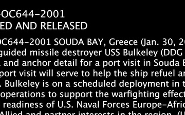USS Bulkeley performs Sea and Anchor Detail in Souda Bay, Greece Jan. 30, 2026