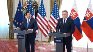 Secretary of State Marco Rubio holds a joint press availability with Slovak Prime Minister Robert Fico in Bratislava, Slovakia