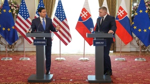 Secretary of State Marco Rubio holds a joint press availability with Slovak Prime Minister Robert Fico in Bratislava, Slovakia