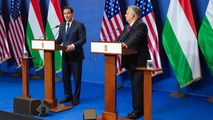 Secretary of State Marco Rubio holds a joint press availability with Hungarian Prime Minister Viktor Orban in Budapest, Hungary