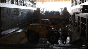 USS San Antonio (LPD 17) conducts well deck operations.