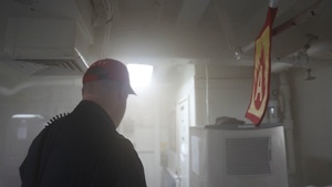 USS San Antonio (LPD 17) conduct damage control training.