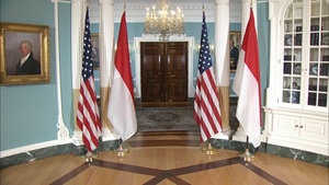 Secretary of State Marco Rubio meets with Indonesian Foreign Minister Sugiono at the Department of State