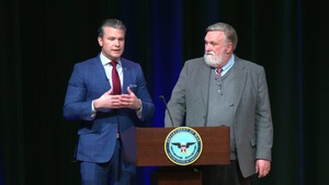 Secretary of War Pete Hegseth hosts a prayer service at the Pentagon, Feb. 17, 2026.