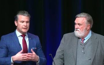 Secretary of War Pete Hegseth hosts a prayer service at the Pentagon, Feb. 17, 2026.