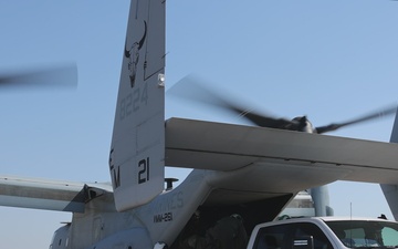 U.S. Marines with VMM-261 transport cargo