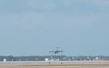 156 CRG marshal and offload Spain air force A400M Atlas aircraft during Sentry South 26-2