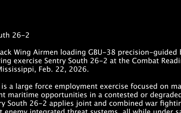 174th Attack Wing Airmen load GBU-38s onto MQ-9 Reaper during Sentry South 26-2