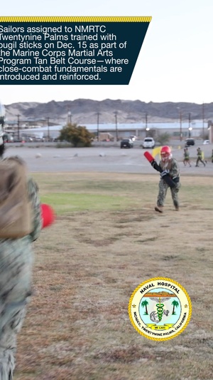 NMRTC Twentynine Palms Sailors train with pugil sticks during MCMAP Tan Belt Course
