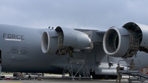 U.S. Airmen Perform Maintenance on C-17 Globemaster III