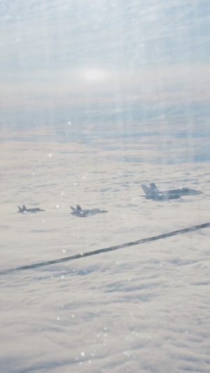 CORE26 | Air-to-air U.S. Marine Refuel Finnish F/A-18 Hornets over Arctic Circle Vertical B-Roll