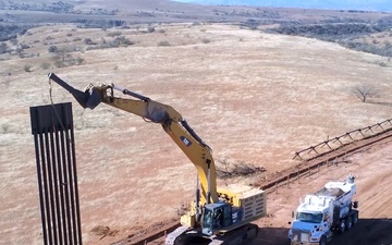 Aerial B-Roll of Smart Border Wall Construction