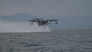 Japan Maritime Self-Defense Force US-2 Aircraft Conducts a Water Takeoff and Landing, Marine Corps Air Station Iwakuni, Japan, 2026 (B-Roll)