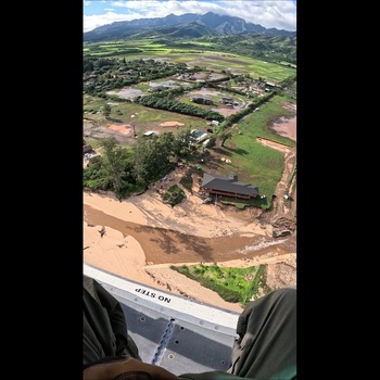 Coast Guard conducts overflights of impacted areas following flash floods on Oahu