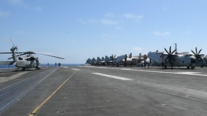 Nimitz Sailors Exercise on Flight Deck