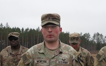 1st Lt. John McIntyre discusses Spur Ride at Pabrade Training Area