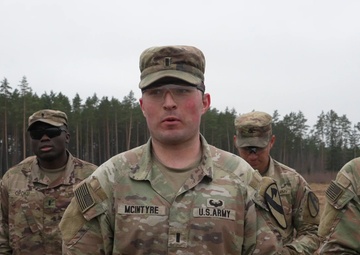 1st Lt. John McIntyre discusses Spur Ride at Pabrade Training Area