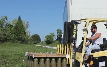Quality Assurance Specialist (QASAS) at Blue Grass Army Depot performing inspection on ammunition