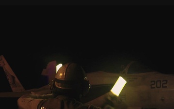 USS Abraham Lincoln (CVN 72) Conducts Night Flight Operations During Operation Epic Fury