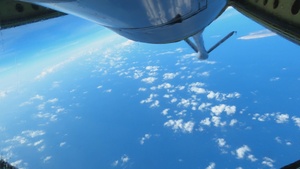 KC-135 Stratotanker aerial refuels B-52H Stratofortress during Operation Epic Fury