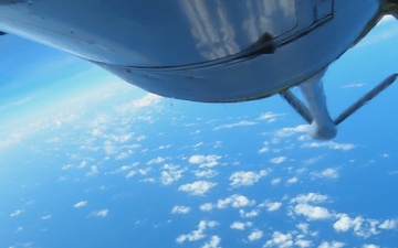 KC-135 Stratotanker aerial refuels B-52H Stratofortress during Operation Epic Fury