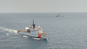 Coast Guard Cutters Tampa and Forward operate in the Eastern Pacific Ocean