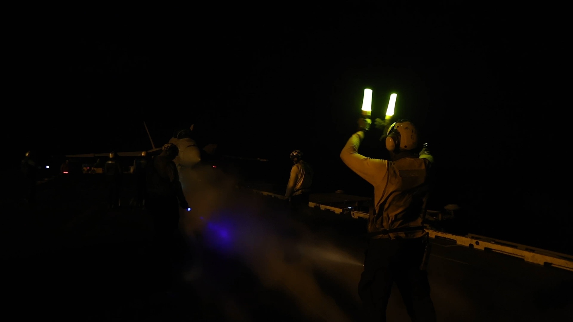 F/A-18F Super Hornets, attached to Strike Fighter Squadron (VFA) 41, prepares to launch from the flight deck of Nimitz-class aircraft carrier USS Abraham Lincoln (CVN 72) in support of Operation Epic Fury, Feb. 28, 2026. (U.S. Navy video)