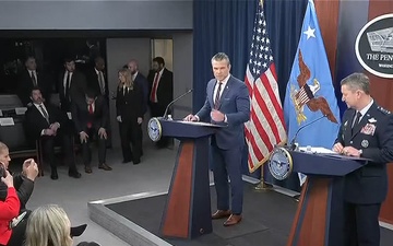 Hegseth, Caine Hold Press Briefing