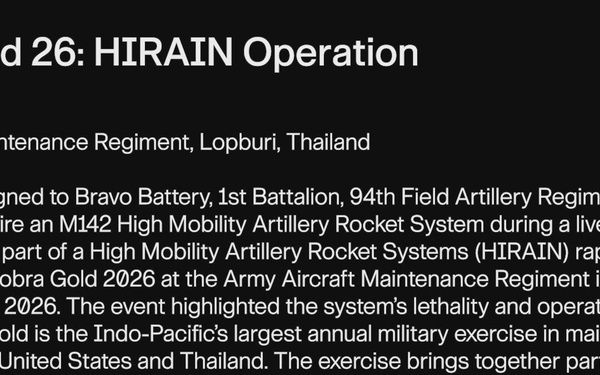 Cobra Gold 26: HIRAIN Operation