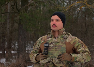 Spc. Kiritajima discusses UAS awareness during company STX lanes