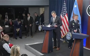 Hegseth, Caine Hold Press Briefing