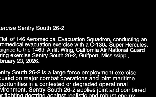 146 AES medevac exercise on C-130J for Sentry South 26-2