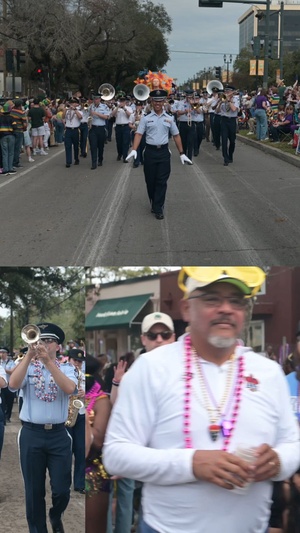 Band of the West and Fort Sam's Own perform in Mardi Gras parade