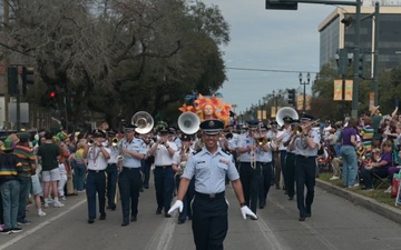 Band of the West and Fort Sam's Own perform in Mardi Gras parade