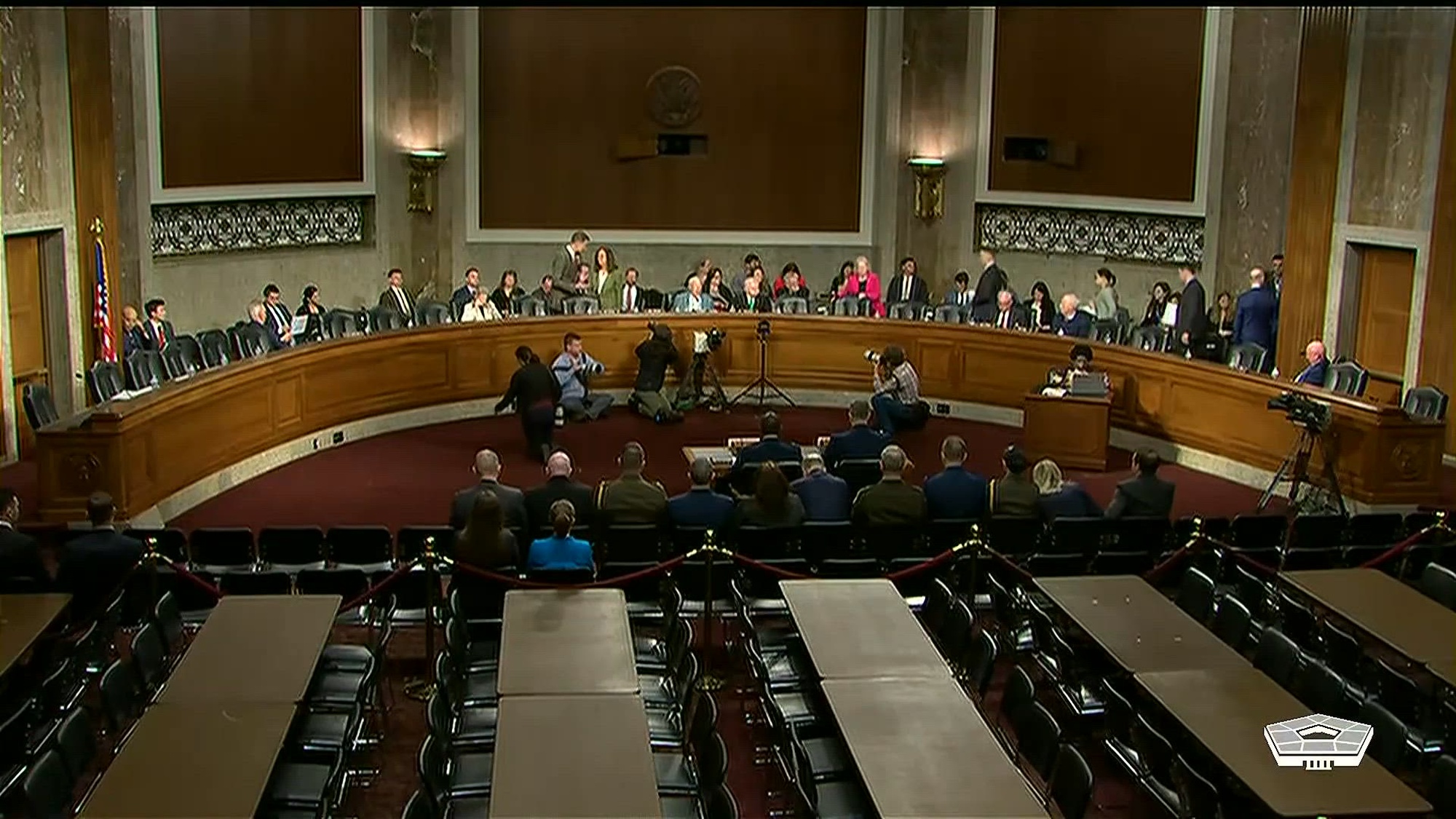 Air Force Gen. Alexus Grynkewich, commander of U.S. European Command and Supreme Allied Commander Europe, and Air Force Gen. Randall Reed, commander of U.S. Transportation Command, testify during a U.S. Senate Committee on Armed Services hearing in Washington, March 12, 2026. The topics include Eucom and Transcom’s budget request for fiscal year 2027 and their future years defense program.