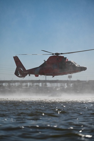 Coast Guard Rescue Swimmer Conducts Final Helicopter Jump in Seabrook