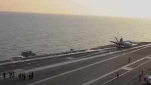 F/A-18F Super Hornets launch from USS Abraham Lincoln