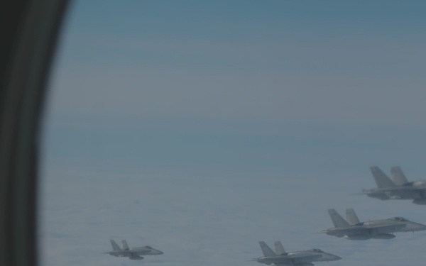CORE26 | Air-to-air U.S. Marine Refuel Finnish F/A-18 Hornets over Arctic Circle B-Roll