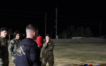 B-roll of NMRTC Twentynine Palms Sailors participating in pugil sticks training during the Marine Corps Martial Arts Program Tan Belt course