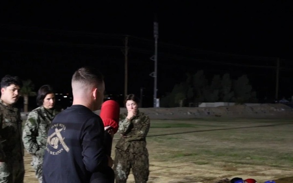 B-roll of NMRTC Twentynine Palms Sailors participating in pugil sticks training during the Marine Corps Martial Arts Program Tan Belt course